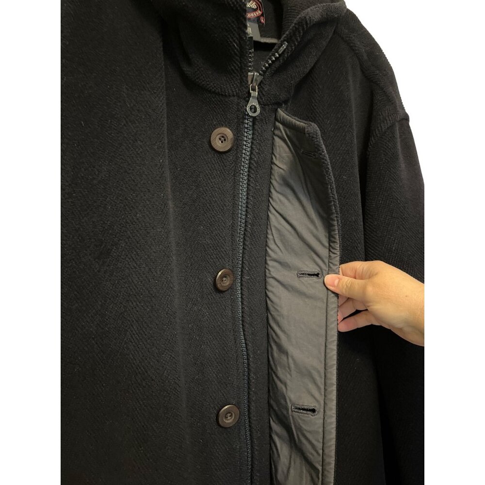 Luxurious Faconnable Black Wool Peacoat Size L Winter Essential Designer Mens Ou - Picture 5 of 7